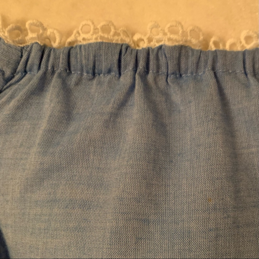 Yoana Baraschi Off-The-Shoulder Blouse Cotton Eyelet Sleeves Blue XS EUC - Picture 4 of 8